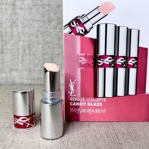 ❤️ YSL Rouge Volupte Candy Glaze Double Care Balm mini in 02 Healthy Glow Plump.